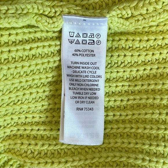 Rachel Zoe Asymmetrical Hem Knit Lime Yellow Sweater Sz M - Picture 13 of 14